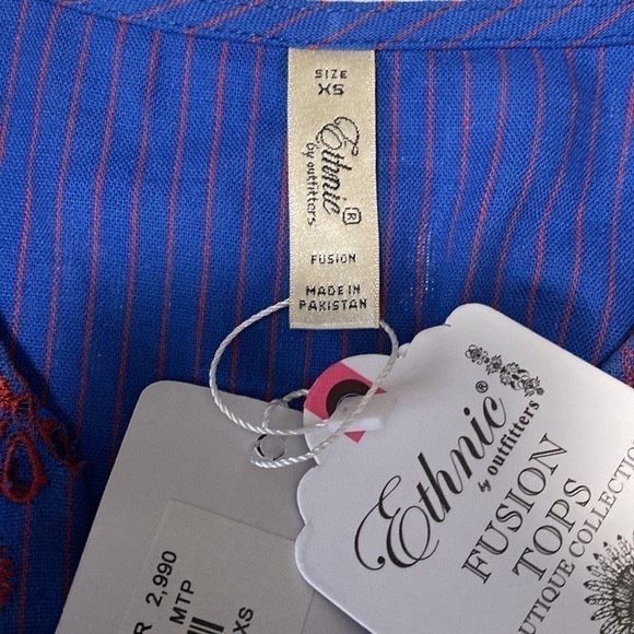 Ethnic by Outfitters Fusion Tunic Dress blue with tassels Sz XS/ S - Picture 9 of 13